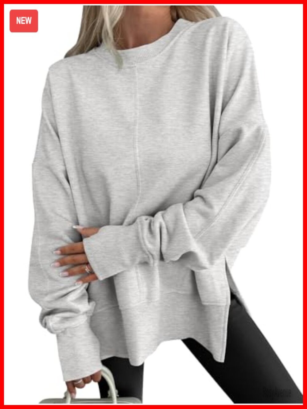 Oversized Sweatshirt with Thumbhole Rayon Polyester Pullover